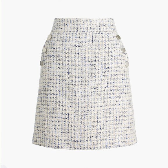J. Crew Dresses & Skirts - NWT J. Crew Womens Size 0 Cream Blue Tweed Mini Skirt with Pockets NEW